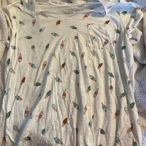 Ice Cream Print White T-Shirt